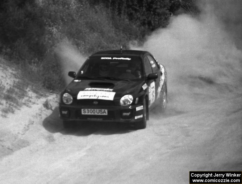 Jonny Milner / Duncan McMath Subaru WRX on the practice stage