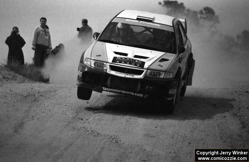 George Plsek / Jeff Burmeister Mitsubishi Lancer Evo 6 on the practice stage