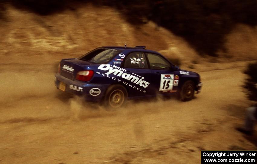 Jonny Milner / Duncan McMath Subaru WRX on the practice stage