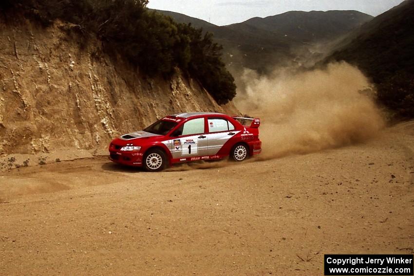 David Higgins / Daniel Barritt Mitsubishi Lancer Evo 8 on the practice stage