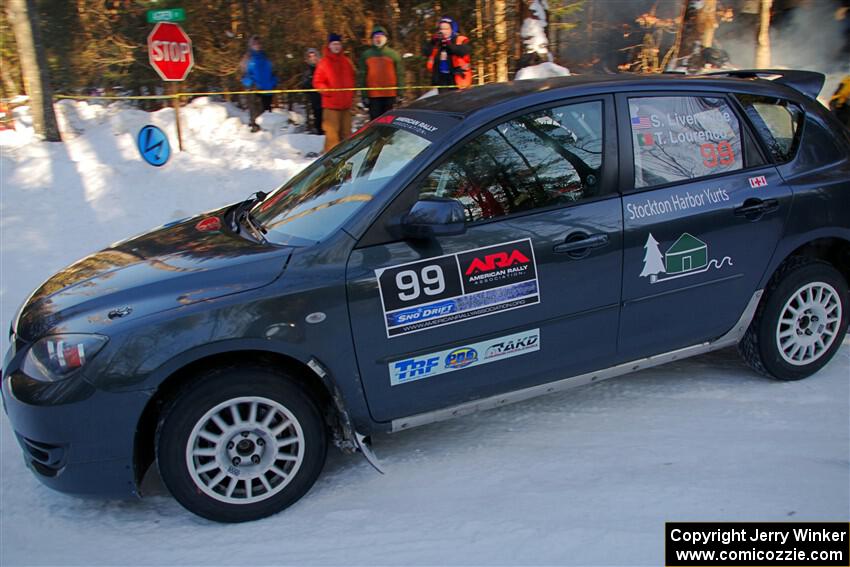 Sandy Liversidge / Tiago Lourenco Mazda Speed 3 on SS15, Agren-Hunters II.