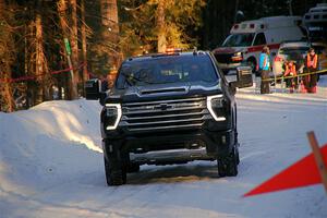 A Chevy Silverado pickup sweeps SS15, Agren-Hunters II.