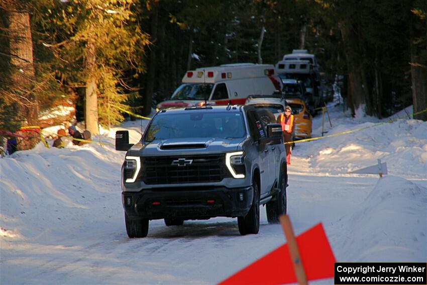 A Chevy Silverado pickup sweeps SS15, Agren-Hunters II.