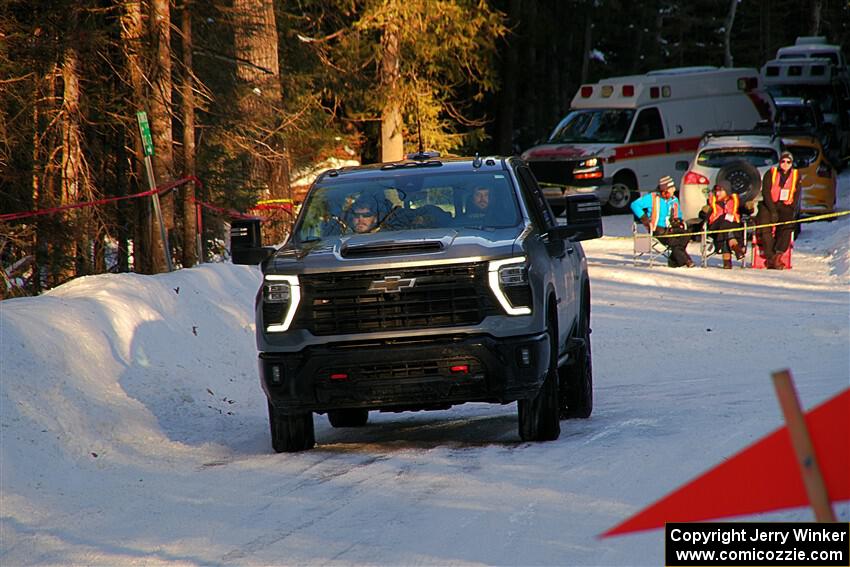 A Chevy Silverado pickup sweeps SS15, Agren-Hunters II.