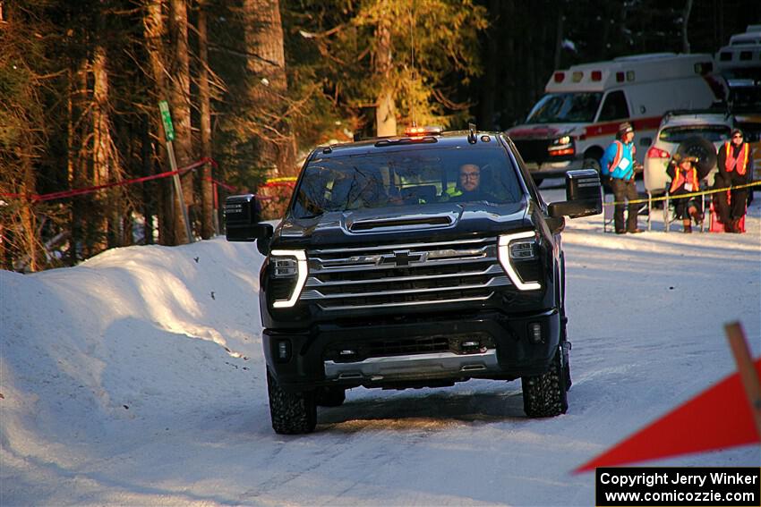 A Chevy Silverado pickup sweeps SS15, Agren-Hunters II.