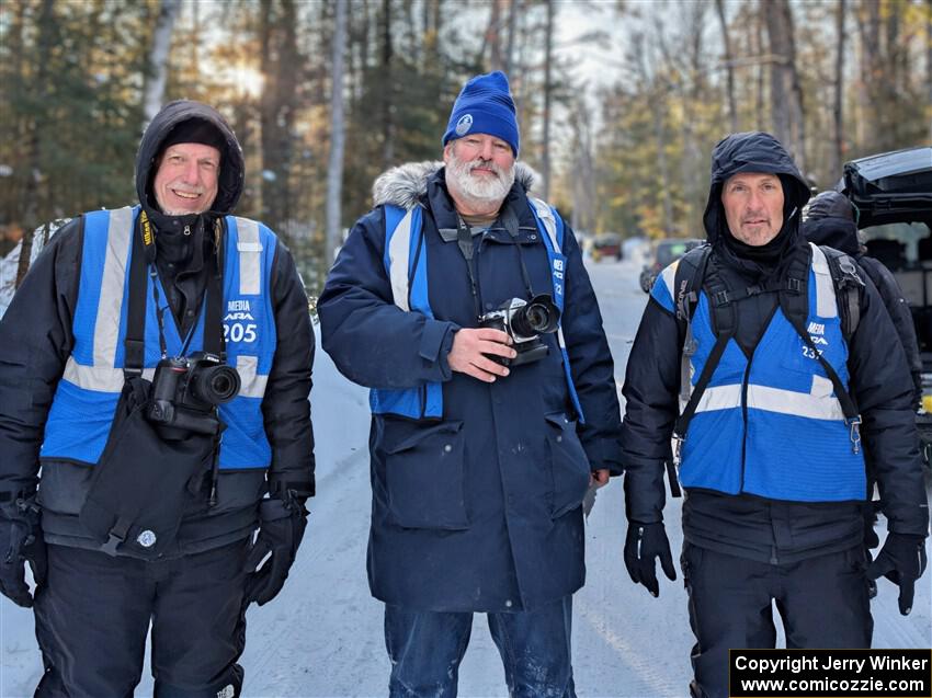 Three veteran rally photographers at the event: L to R: Phil Berg, Jerry Winker and Lorne Trezise.