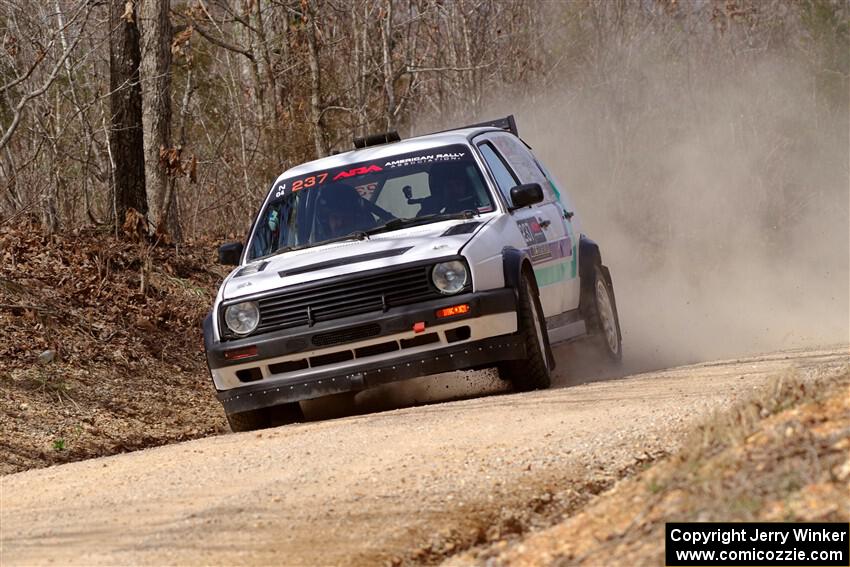 Micah Nickelson / Tyler Ptacek VW Golf on SS1, Hazel Creek I.