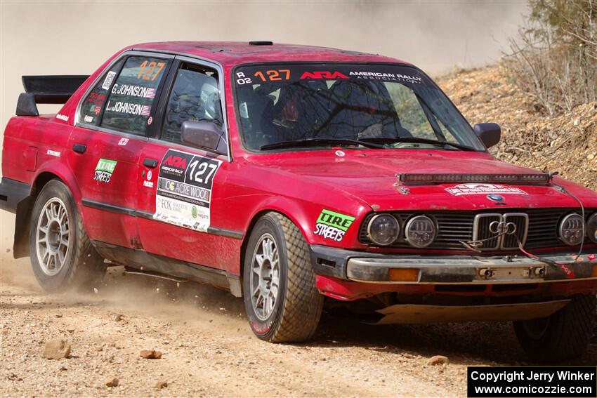 Levi Johnson / Griffin Johnson BMW 325e on SS1, Hazel Creek I.
