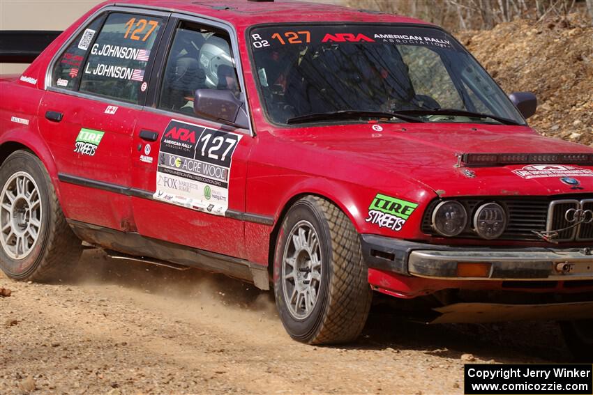 Levi Johnson / Griffin Johnson BMW 325e on SS1, Hazel Creek I.