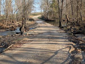 The view of the final stream crossing on SS6, Deep Ford.