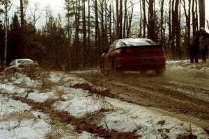 Jouni Pohjolainen / John Matikainen Eagle Talon catches Saulius Ramanavicius / Antanas Ramanauskas Subaru WRX on SS2, Ranch I.