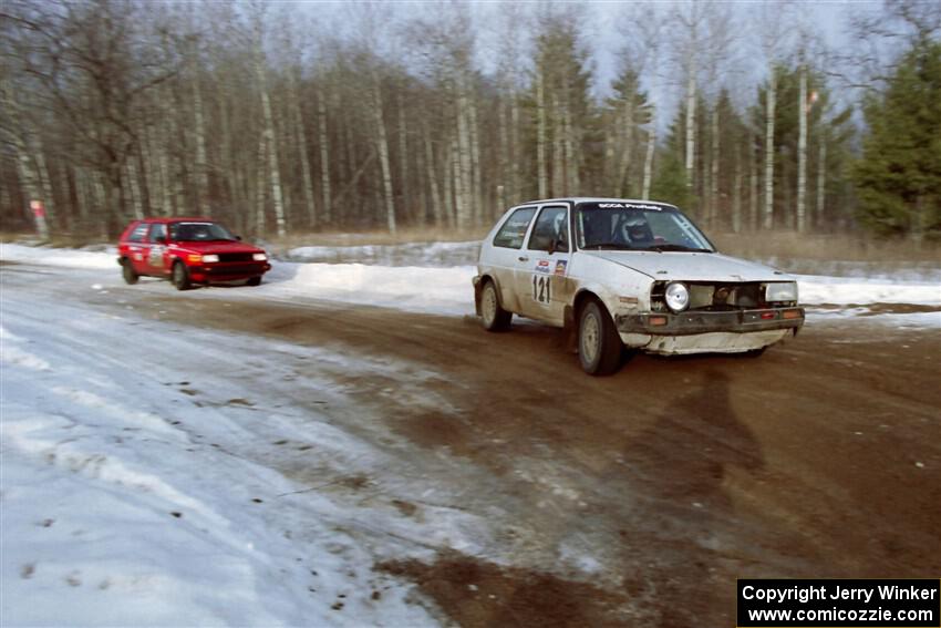 Pablo Sanfrancisco / Rob Bergstrom VW GTI is chased by Dave Cizmas / Dave L. Cizmas VW GTI on SS7, Black River.