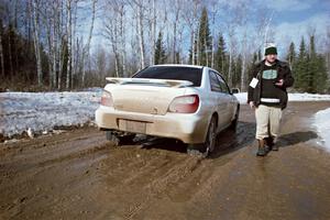 Saulius Ramanavicius / Antanas Ramanauskas Subaru WRX leaves the start of SS10, Camp 30.
