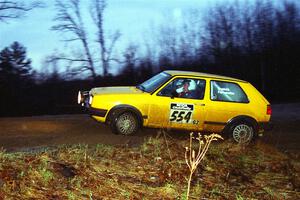 Mark Buskirk / Paul Fernandez VW GTI at the spectator corner on SS4, Blue Trail.