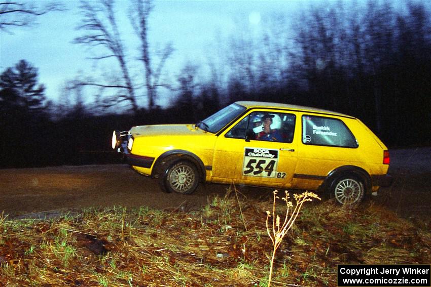 Mark Buskirk / Paul Fernandez VW GTI at the spectator corner on SS4, Blue Trail.