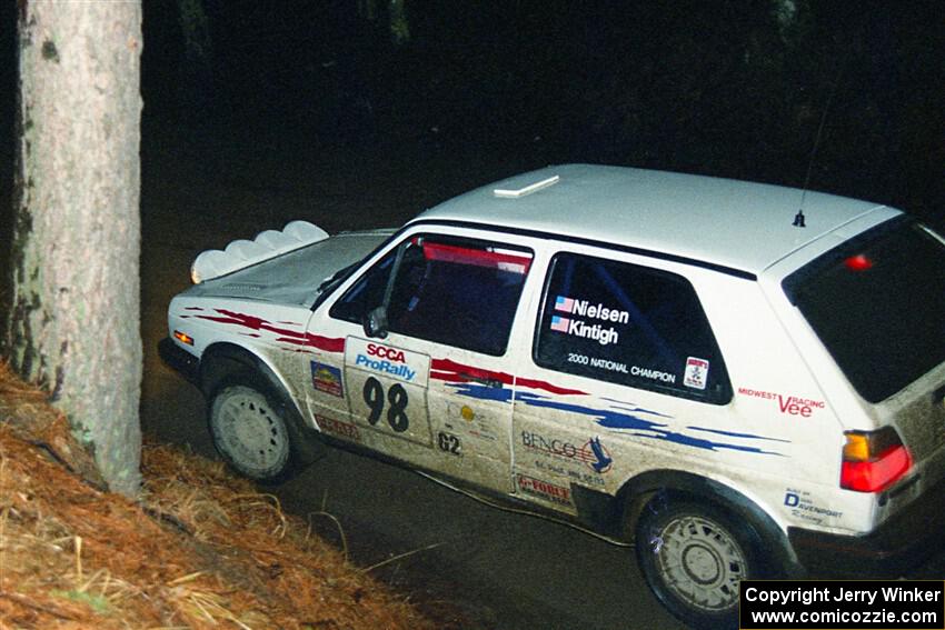 Bob Nielsen / Al Kintigh VW GTI at the flying finish of SS6, Refuge Road.