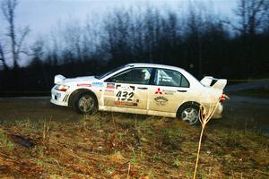 Ron Nelson / Rick Burtis Mitsubishi Lancer Evo VII at the spectator corner on SS4, Blue Trail.