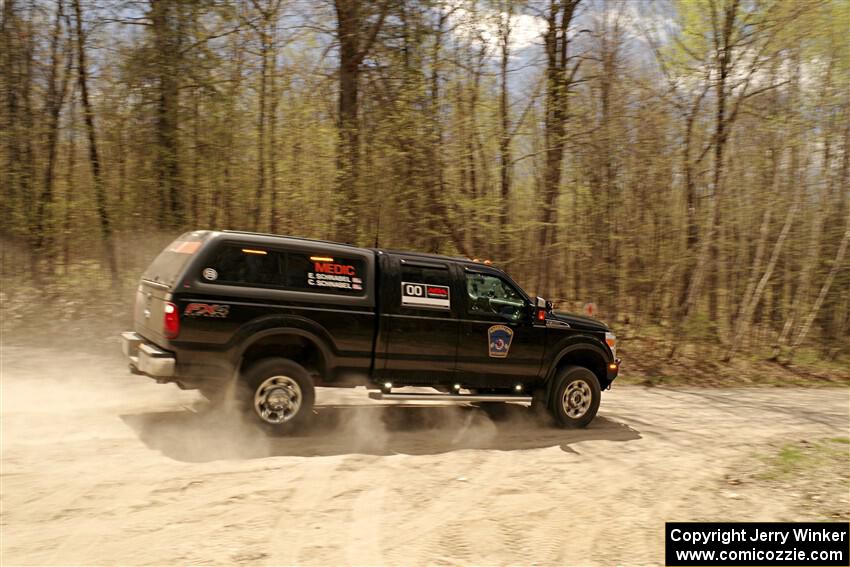 The '00' car, a Ford F-150 pickup, on SS1, Steamboat I.