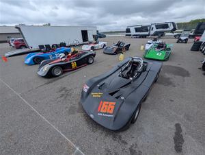 A gaggle of Spec Racer Ford 3s paddocked together.