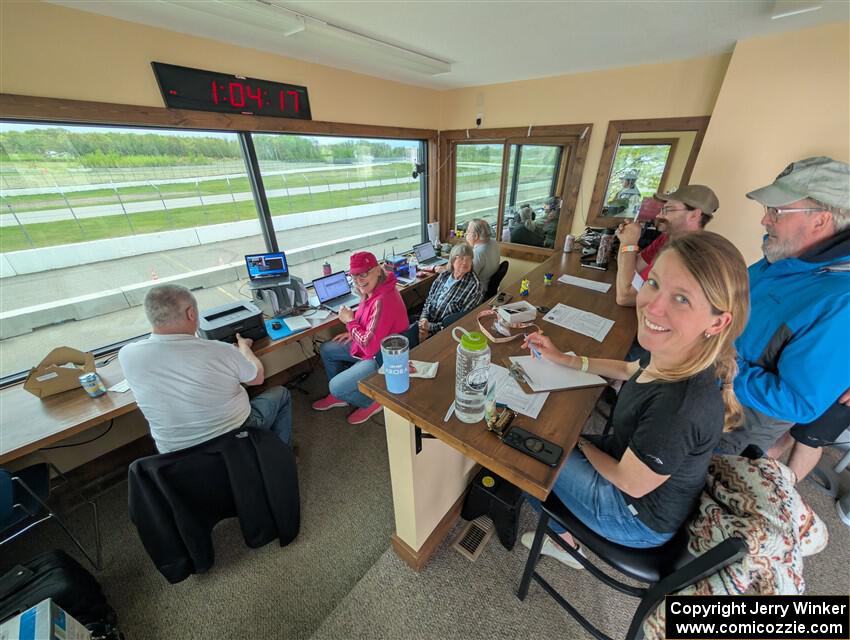 The Timing and Scoring crew prepare for the next race group.