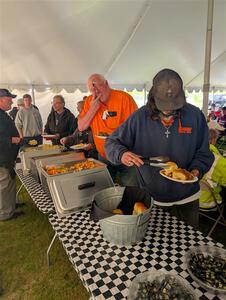 Free buffet for workers at the end of the race day.