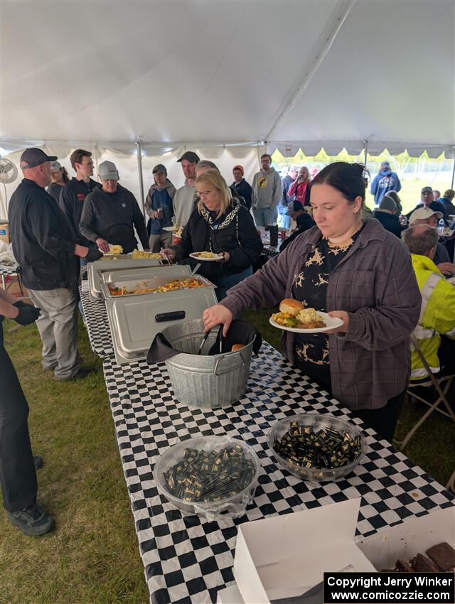 Free buffet for workers at the end of the race day.