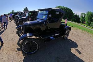 An array of Ford Model T's on display at the Kingston stop.