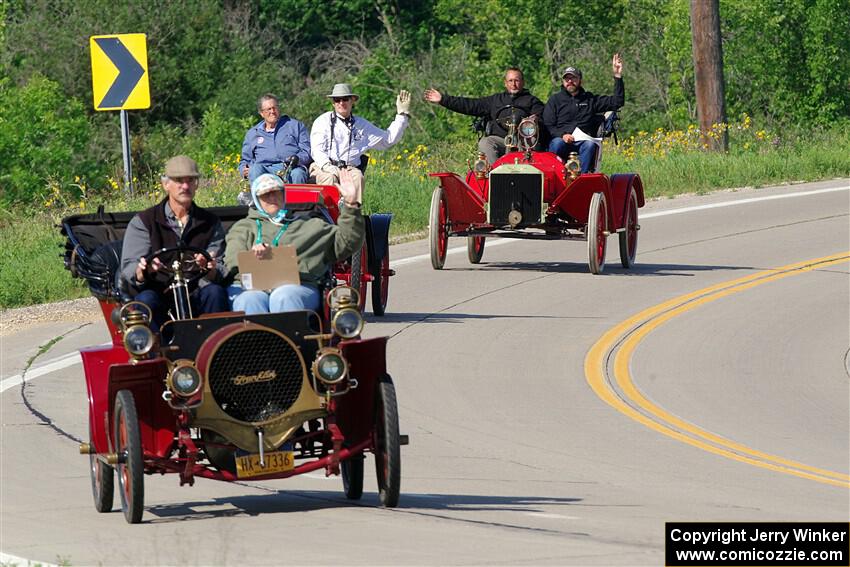 Jeff Hasslen's 1907 Franklin, Gregory Gumtow's 1904 Overland and Dave Liepelt's 1908 Ford