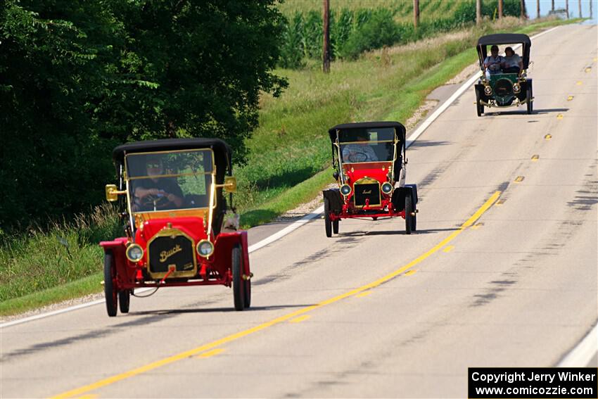 John Stoffel's 1910 Buick Model 14, Stuff Tyler's 1910 Maxwell and Charlie Tyler's 1907 Franklin