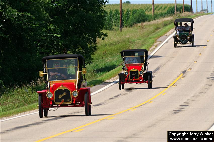John Stoffel's 1910 Buick Model 14, Stuff Tyler's 1910 Maxwell and Charlie Tyler's 1907 Franklin