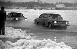 The Mark Strohm / Stacey Rae Silverness Volvo 142 ahead of the Rich Morrison / Tuck Thomas Renault LeCar