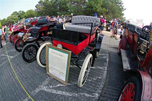 1902 Baker Electric Runabout on display at the finish.