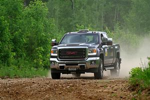 A GMC Sierra pickup sweeps SS1, Camp 3 North.
