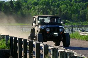 A Jeep Wrangler sweeps SS6, Camp 3 South.