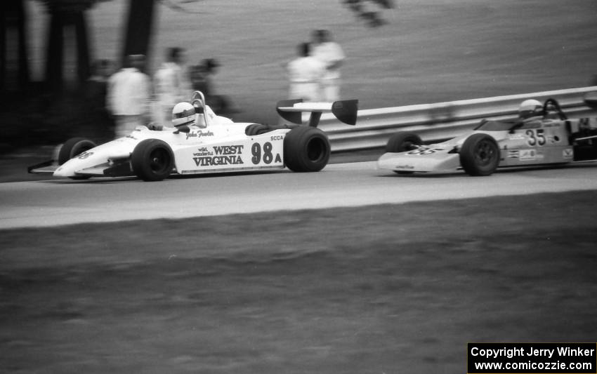 John Fowler's Ralt RT-4 Formula Atlantic passes Dennis Ehrie's Lola T-252 Formula Continental