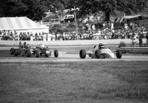 Formula Ford race: Ulf Berggren's Van Diemen RF84 ahead of Bob Schader's Reynard 83F and a pair of Lola T-640's.