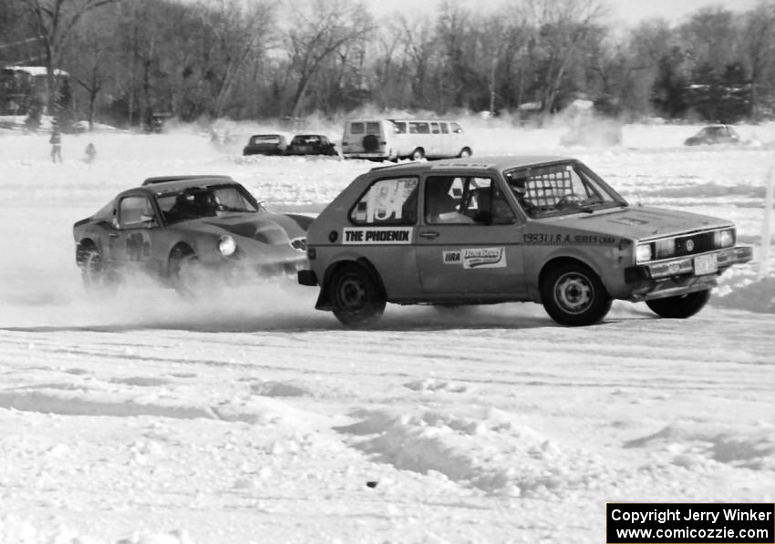 Bob Kosky's VW Rabbit chased by Bill Lender's SAAB Sonnet II