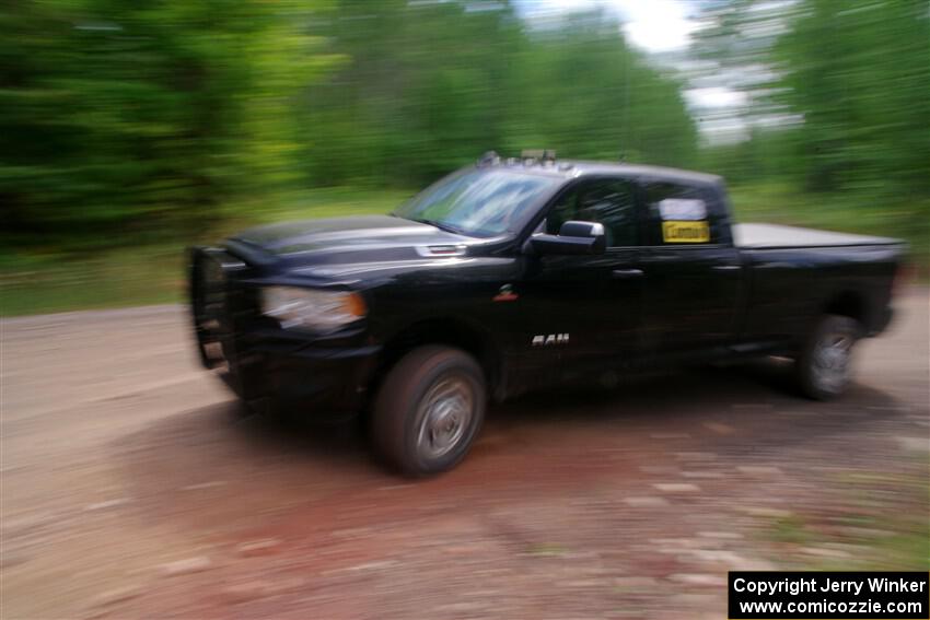 A Dodge Ram 2500 pickup sweeps SS3, Norway Home.