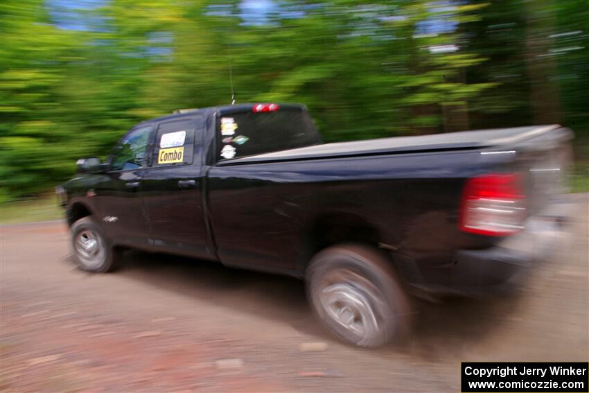 A Dodge Ram 2500 pickup sweeps SS3, Norway Home.