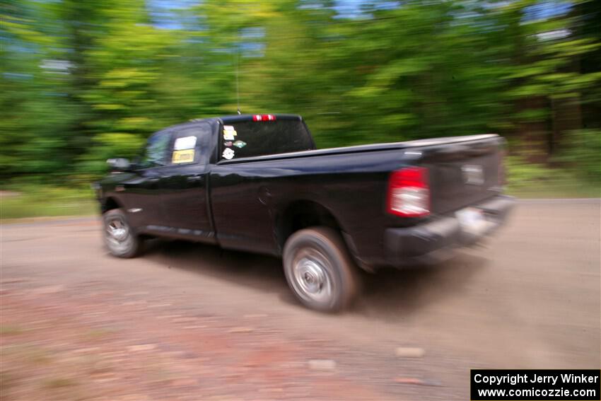 A Dodge Ram 2500 pickup sweeps SS3, Norway Home.
