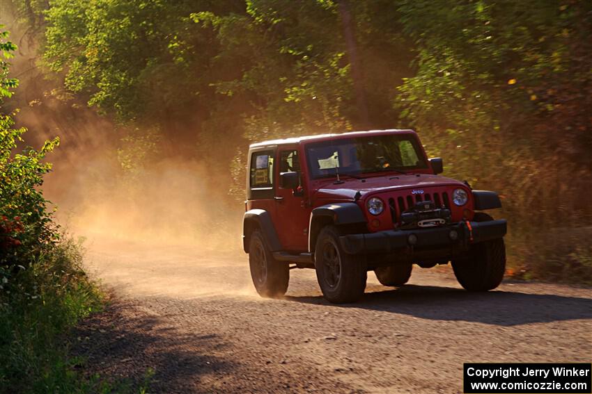 A Jeep Wrangler sweeps SS6, Norway North.