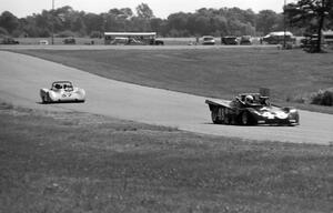 Tom Harrer's Tiga SC84 leads Gene Kunde's Lola T-592S in Sports 2000 practice