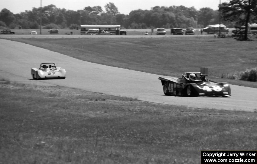 Tom Harrer's Tiga SC84 leads Gene Kunde's Lola T-592S in Sports 2000 practice