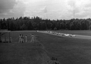 The field streams out of turn 5 into 6 on the first lap of the race.