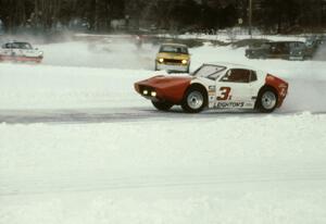 Leighton Reese's Mazda Wankel-powered SAAB Sonnet III chased by Joe Hauser's SAAB 99 16-valve and Denny Popp's Porsche 911RS.