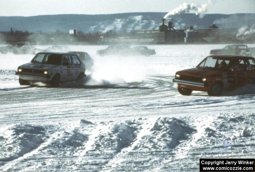 Ron Verhaagen, Sr. / Ron Verhaagen, Jr. VW Rabbit passes the Jerry Doetkott / Gene 'Dutch' Drescher Ford Fiesta