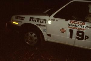 Nelson Shepard / Tom Burgess in their P class VW GTI at night.