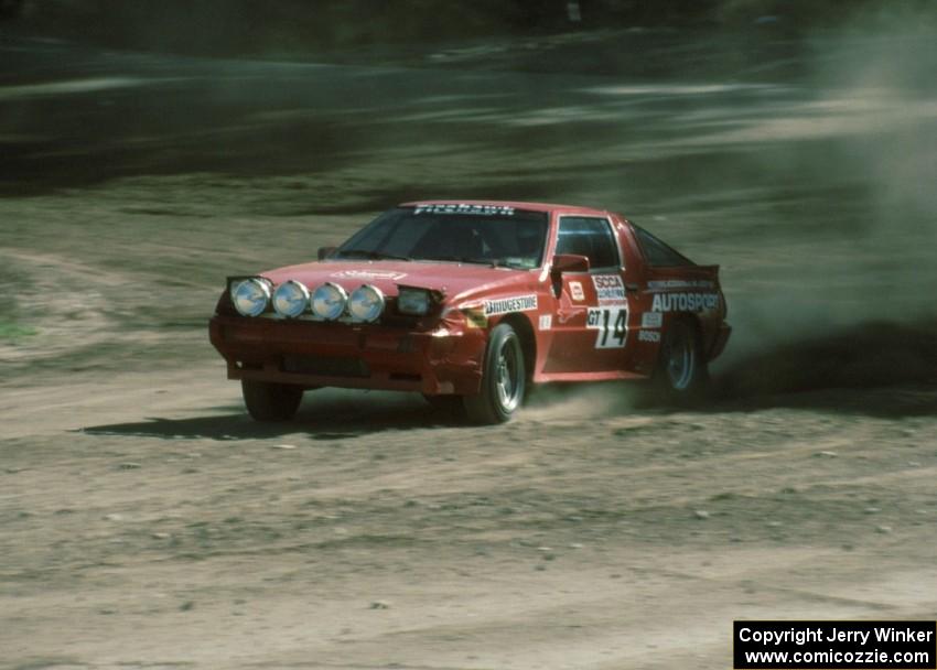 David Lapham / Susan Ferretti Mitsubishi Starion slides through the final corner of SS1.