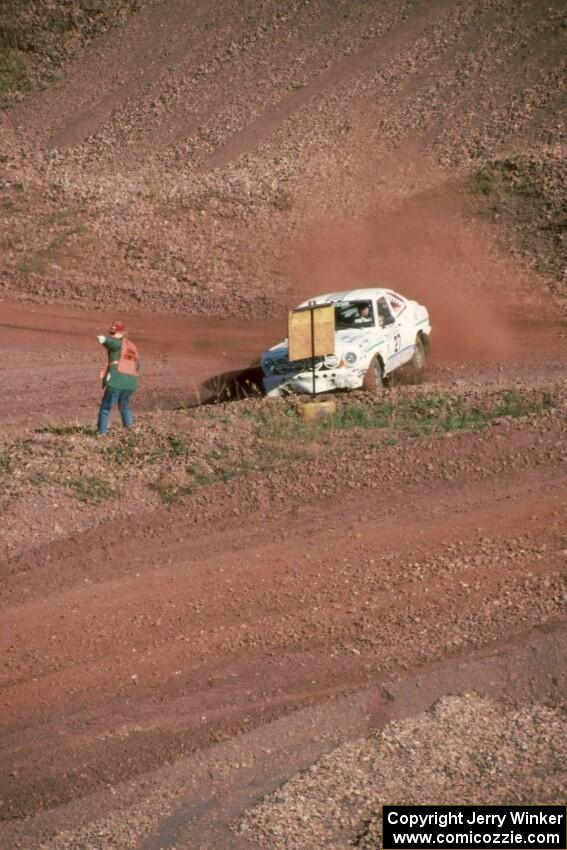 That way, dummy! Chuck VanDamme / Tom VanDamme Mazda RX-3 at the mine stage.