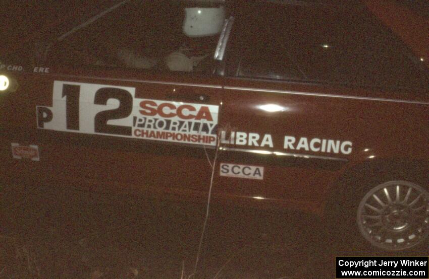 Paul Choinere / Scott Weinheimer in their Audi Quattro at night.